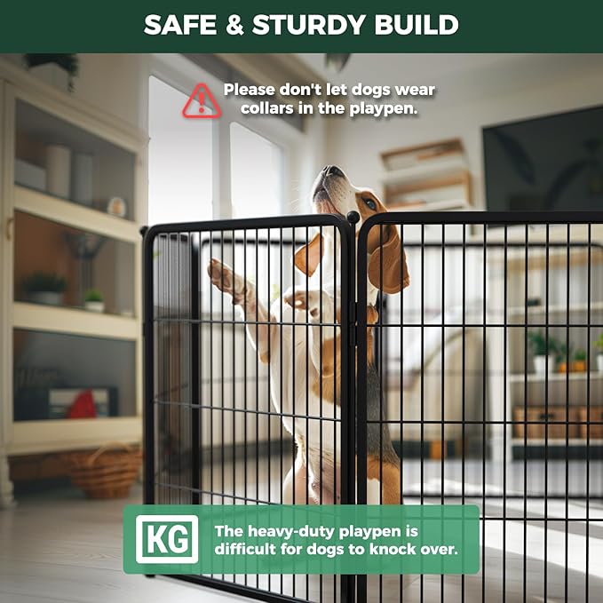 FXW Homeplus Unleashed Indoor Dog Playpen - Stress-Free and Safe Play, Heavy Duty 32 Inch 16 Panels Dog Pen with Connectors (Pack of 2) for Small and Medium Dogs, Black│Patented