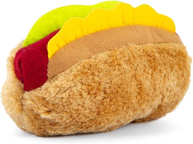 Jeffers Pet Plush Dog Toy with Squeaker, Hotdog 5 1/2" - Soft Crinkle Fabric, Safe & Durable, Healthy Fun for Small & Medium Dogs, Interactive Play, Fetch, Tug - Best Gift for Active Games