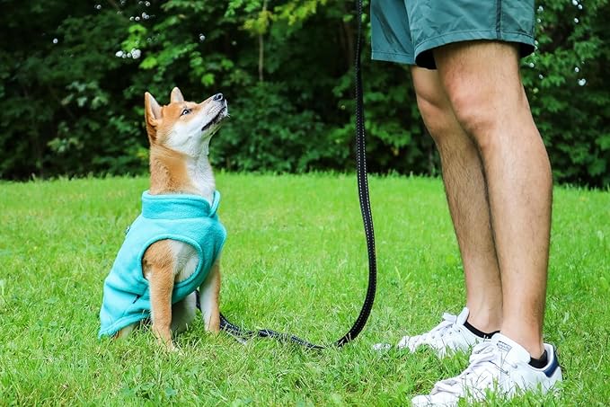 JACKO & CO - Fleece Vest Dog Sweater with Leash Ring - Soft, Warm & Lightweight Pullover Coat for Small & Medium Dogs, Puppies & Cats - Cozy Fall/Winter/Spring Pet Jacket (Turquoise, XXL 25-35lbs)