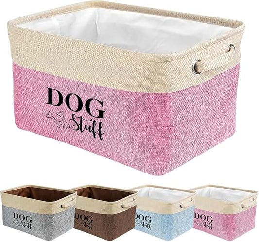 Custom Dog Stuff Bin Storage Basket Collapsible Fabric Dog Toy Box and Storage Bin with Handles Organizer for Pet Food, Toys, Clothes, 15" x 9.8" x 9"