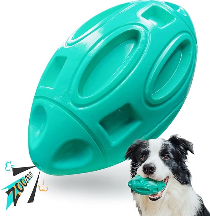 EASTBLUE Squeaky Dog Toys for Aggressive Chewers: Rubber Interactive Puppy Ball with Squeaker,Almost Indestructible Tough Durable Pet Chew Toys for Medium and Large Breed