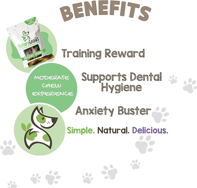 Nature Gnaws Braided Gnaws for Dogs 5-6" (3 Count) - Long Lasting for Small and Medium Dogs - Natural Beef Bully Stick Combo Braids - Rawhide Free