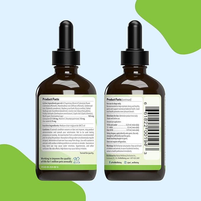 Pet Wellbeing Healthy Gums for Dogs - Topical Drops for Oral Care, Dental Health & Fresh Breath - NASC Certified & Vet-Formulated - 4 oz Liquid