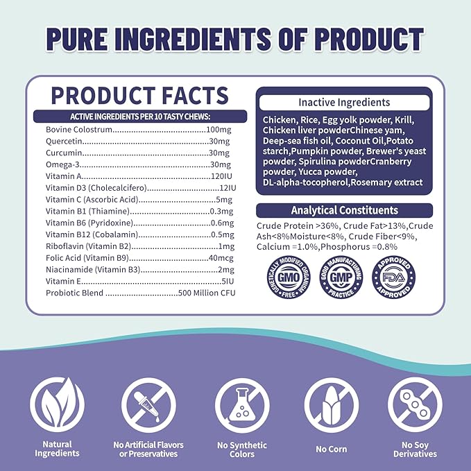 Cat Allergy Relief Chews – 500 Crunchy & Creamy Treats for All Breeds – Cat Itchy Skin & Seasonal Allergy Relief with Multivitamin and Omega-3 for Skin Health, Chicken & Krill Flavor