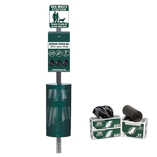 ZERO WASTE USA - NEW 2025 Model - Rust Proof Aluminum Dog Waste Station for Roll Bags - Free 400 Waste Bags & 25 can Liners - Over 500k Sold in USA (Matte Green)