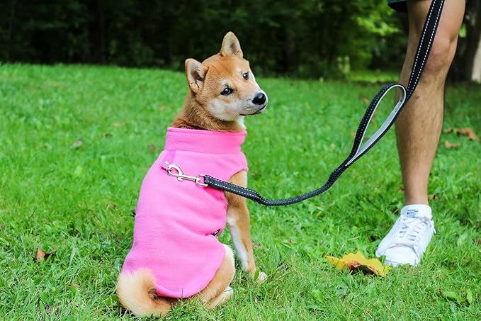 JACKO & CO - Fleece Vest Dog Sweater with Leash Ring - Soft, Warm & Lightweight Pullover Coat for Small & Medium Dogs, Puppies & Cats - Cozy Fall/Winter/Spring Pet Jacket (Pink, X-Large 17-25lbs)