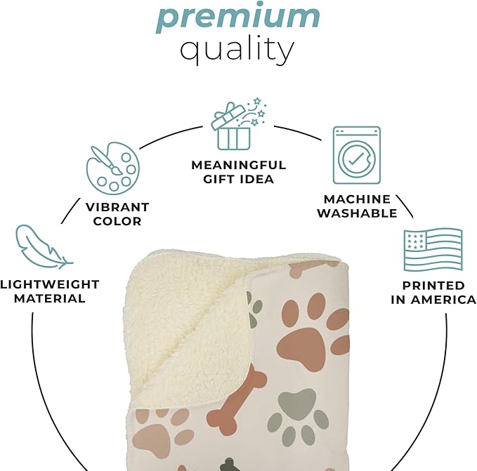 Prints Next Day – Custom 30" x 40" Plush Pet Lightweight Blanket Personalized with Pet Lightweight's Name - Paw Pattern - Gift for Dog Owners - Printed in America