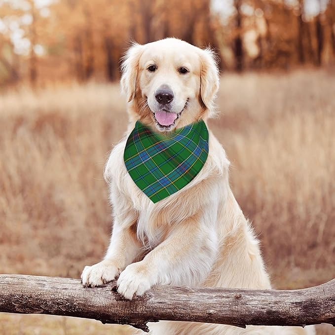 Scots Style Tartan Plaid Teal Dog Bandana Scarf Triangle Bibs Pet Accessories Cat Kerchief