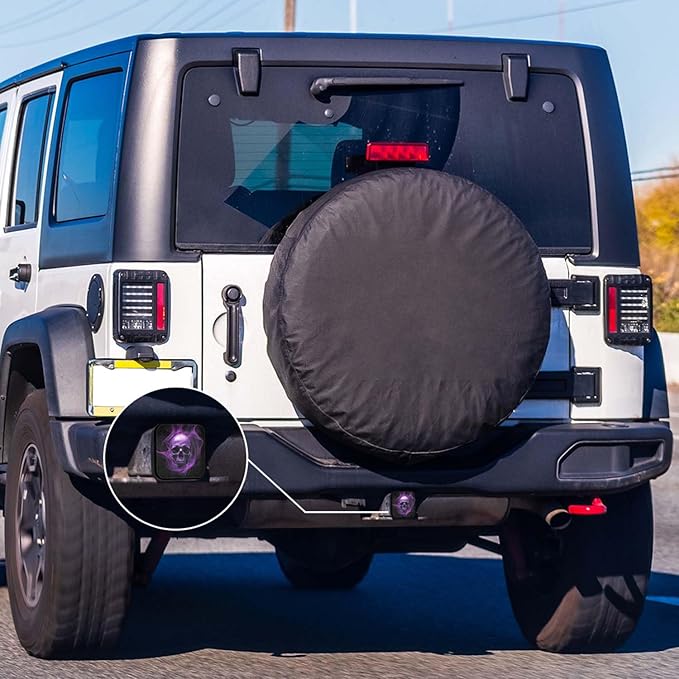 Swono Purple Skull Rubber Hitch Covers Halloween Sugar Skull Smoke Black Trailer Hitch Tube Cover,Hitch Covers Plug Cap Compatible with Most Auto Cars Trucks for 2 Inch Receivers