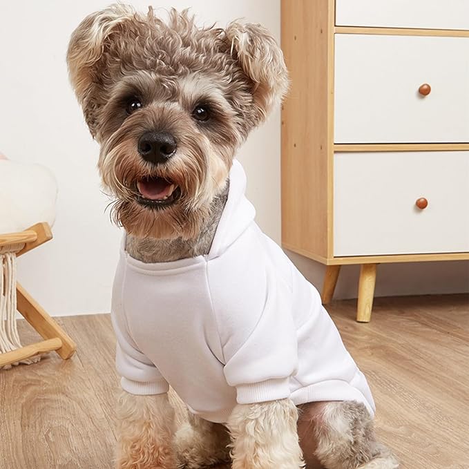 Jecikelon Winter Dog Hoodie Sweatshirts with Pockets Warm Dog Clothes for Small Dogs Chihuahua Coat Clothing Puppy Cat Custume (White, XX-Small)