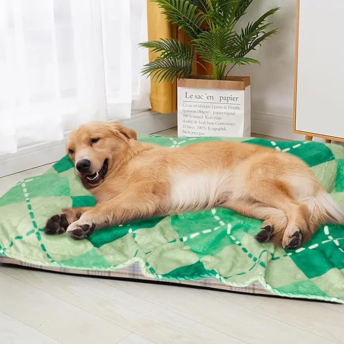 Premium Soft Dog Blanket - Brown Flannel Fleece - Paw Print - Small/Medium Dog, Puppy & Kitten,Green