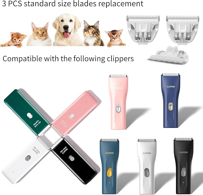 3 PCS Standard Size Replaceable Ceramic Blades Set Pet Hair Clipper,Cat Dog Common Use Clipper Blade(#AP005)
