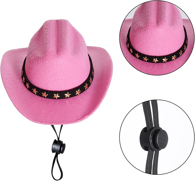 Pet Cowboy Costume Halloween Costumes for Small Pet Dogs Cat Cowboy Hat with Bandana Scarf Set Party Accessories (Pink, Small)