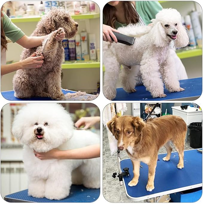 46" Dog Grooming Table Foldable Pet Grooming Tables with Adjustable Arm Noose Storage Mesh Tray Maximum Capacity Up to 330lbs Blue