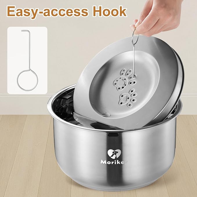 Dog Water Bowl No Spill, 4.5L/152oz Slow Drinking Dog Water Bowl, Stainless Steel Pet Water Dispenser with Floating Disk, Spill Proof & Dishwasher Safe