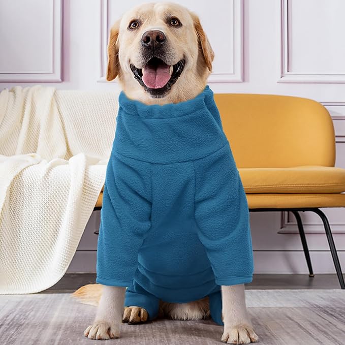 ROZKITCH Dog Long Sleeve Pajamas, Pet Windproof Warm Cold Weather Jacket Vest Cozy Jumpsuit Apparel Outfit Clothes for Large Giant Dog Walking Sleep 4XL