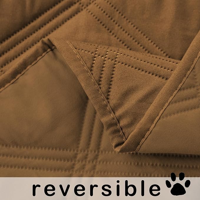 fuguitex Waterproof Dog Blanket Reversible for Small Dogs Resistant Leakproof Washable Couch Cushion Bed Protector Cover for Indoor Furniture Pet Friendly（52"*82",Brown+Brown