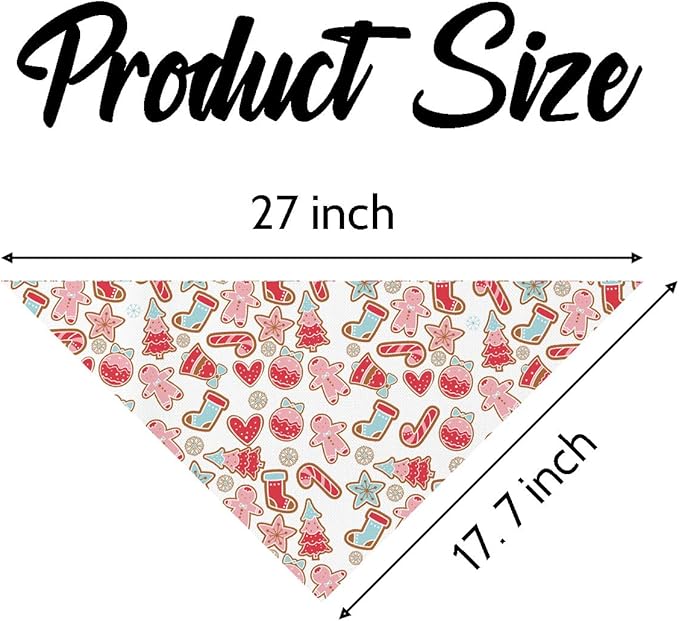 Christmas Dog Bandanas, Dog Bandanas, Color Christmas Elements Decor Dogs Bandana, Xmas Bandana for Small Medium Dogs, Pet Triangle Scarf