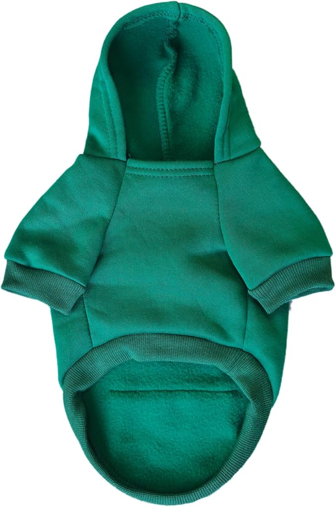 Jecikelon Winter Dog Hoodie Sweatshirts with Pockets Warm Dog Clothes for Small Dogs Chihuahua Coat Clothing Puppy Cat Custume (Green, XX-Small)