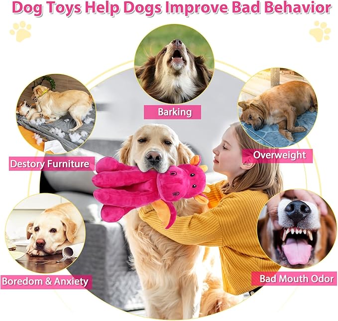 Dog Toys for Large Plush Dog Chew Toy with Squeaker and Crinkle Paper, Interactive Puppy Toys to Reduce Boredom and Anxiety, Tough Tug of War Pet Toys for Small, Medium and Large Dogs