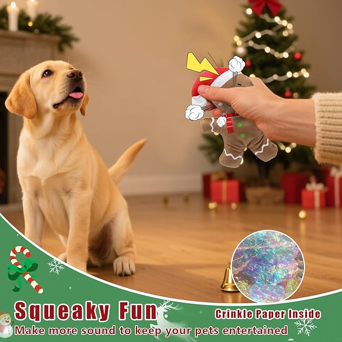 Squeaky Dog Toys, 11 Pcs Christmas Interactive Dog Toy Collection in Flower Bouquet Packaging,10 Adorable Animal Plush Toy