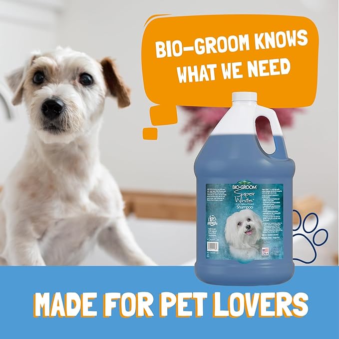 Bio-Groom Super Whitening Dog Shampoo - Whitening Pet Shampoo, Dog Bathing Supplies, Puppy Wash, Grooming Supplies, Cruelty-Free, Made in USA, Coat Brightener - 12 fl oz 2-Pack