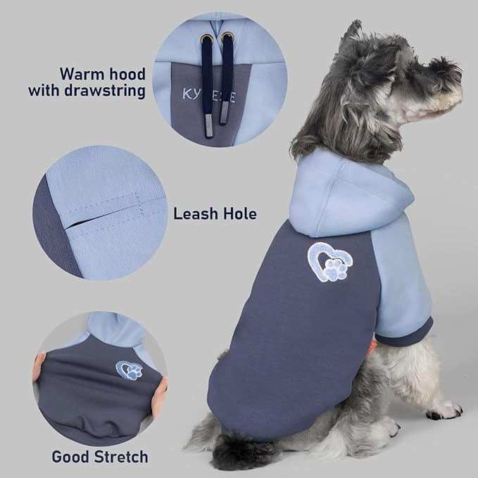 KYEESE Dog Hoodie Stretchy Cat Coat with Leash Hole Soft Dog Clothes for Small Dogs Pet Sweatshirt with Drawstring Dogs Winter Coat for Cold Weather Comfort Cat Sweater Warm Pet Clothes