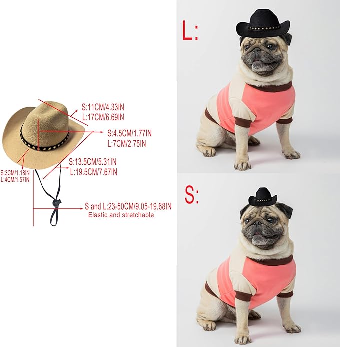 Dog Cowboy Hat Cat Cowboy Hat Pet Cowboy Costume Mini Cowboy Hat for Dogs Cat Holiday Halloween Pet Party Decoration (Khaki, Small)