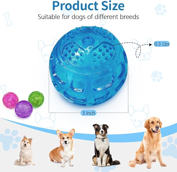 3'' Squeaky Dog Toy Balls for Lagre Medium Breed, Indestructible Dog Balls for Playing, Fetching & Retrieving, Durable Aggressive Chewers, 2 PCS Purple