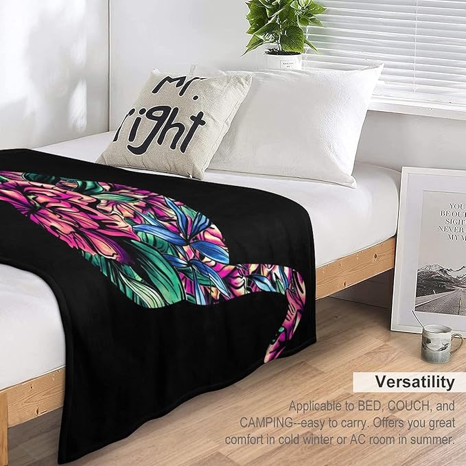 Cat Blanket Gifts - 50"x60" Cute Throw Blanket for Adults Kids - Black Soft Plush Throws for Bed, Couch & Travel