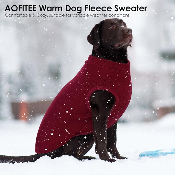 AOFITEE XL Dog Sweater- Dog Fleece Vest Oli Fleece Sweater, Stretchy Dogs Pullover for Large Dogs, Sleeveless Pet Pajama Sweatshirt for Fall Winter, Thermal Oli Pets Sweaters Indoor Outdoor, Red XL