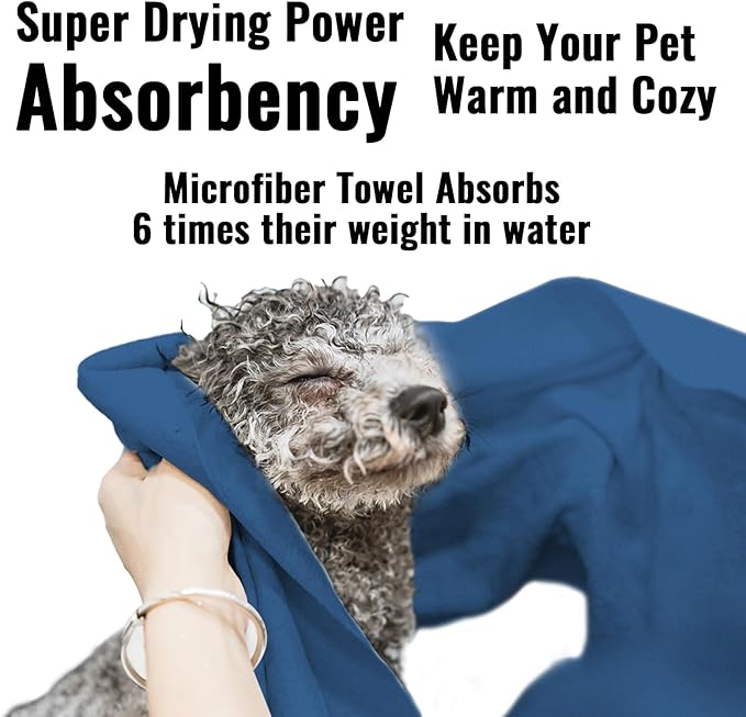 Microfiber Dog Towels for Drying Dogs, Super Absorbent and Soft Pet Grooming Towel, 40 Inch X 23.6 Inch, Perfect for Large, Medium or Small Dogs (Blue, 40"X23.6" - 1pack)
