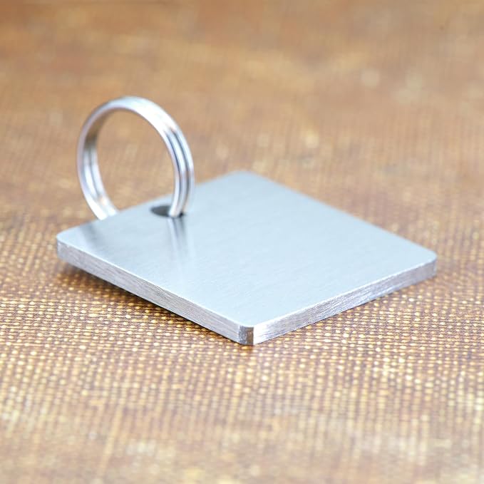 Ultra Joys Personalized Cat Collar Name Tag Small Pet ID Tags for Cats - Customized Mini Cute Dog Cat ID Tag - Bothside Engravable Lightweight Durable Stainless Steel - Square Tag in Silver