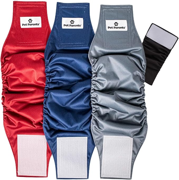 Pet Parents® Washable Belly Bands for Male Dogs (3pack) + Extendrs® of Durable Dog Diapers Male, Premium Male Dog Diapers & Dog Wraps (Small, Kingsmen)