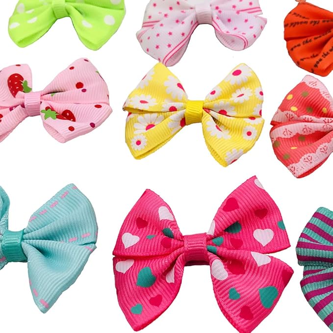 PET SHOW 20pcs Dog Hair Bows with Alligator Clips for Small Medium Dogs Bowknot Hair Clips Cat Puppy Yorkshire Grooming Hair Accessories Assorted