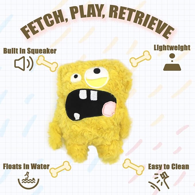 Squeaky Dog Toy, Plush Stuffed Dog Toy Keep Them Busy Tug of War Dog Chew Toy for Small Medium Large Dogs (Yellow)