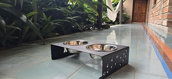 Elevated Dog Bowls for Food and Water with 2 Stainless Steel Bowls - Pet Feeder Stand, Raised Bowl Stand for Dogs and Cats - Dog Food and Water Bowl Set by Calaox