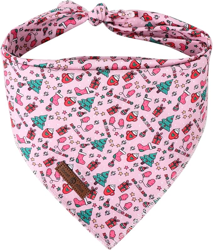 Lionet Paws Cotton Christmas Dog Bandanas Pink,Gloves Tree Comfortable Dog Bandana Bibs Scarf Dogs Kerchief,Autumn Scarves for Medium Large Dogs Pets