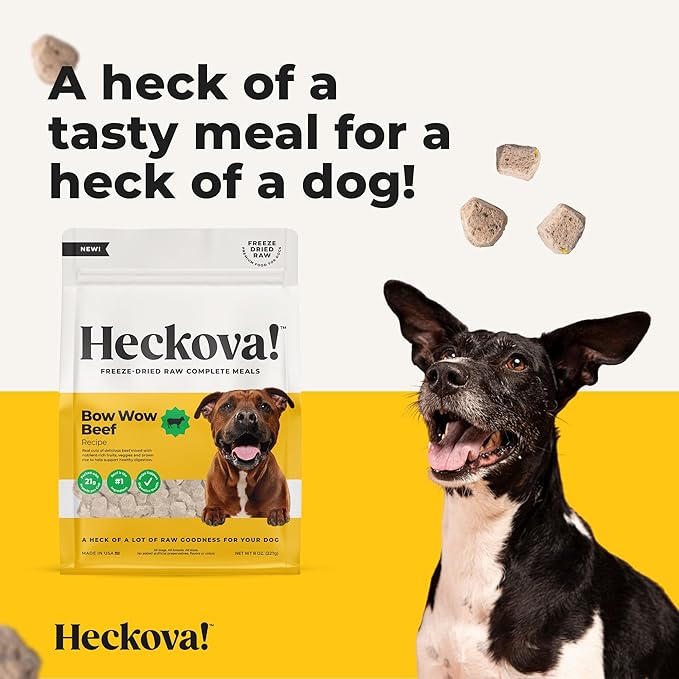 Bow Wow Beef - Freeze Dried Raw Dog Food, Complete Meal, Beef Liver and Kidney Bites for Training, Meal Topper, High Protein, 21g Per Cup, Made in The USA, 8oz Bag