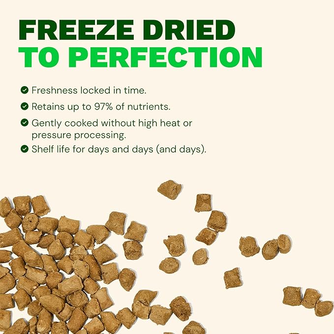 Get Joy Freeze Dried Raw Beef Meal, High Protein Grain Free, Dry Dog Food Meal Mixer and Topper, with Probiotics for Gut Health, Made with 100% USDA Organ Meat, for All Breeds and Ages, 32oz Bag
