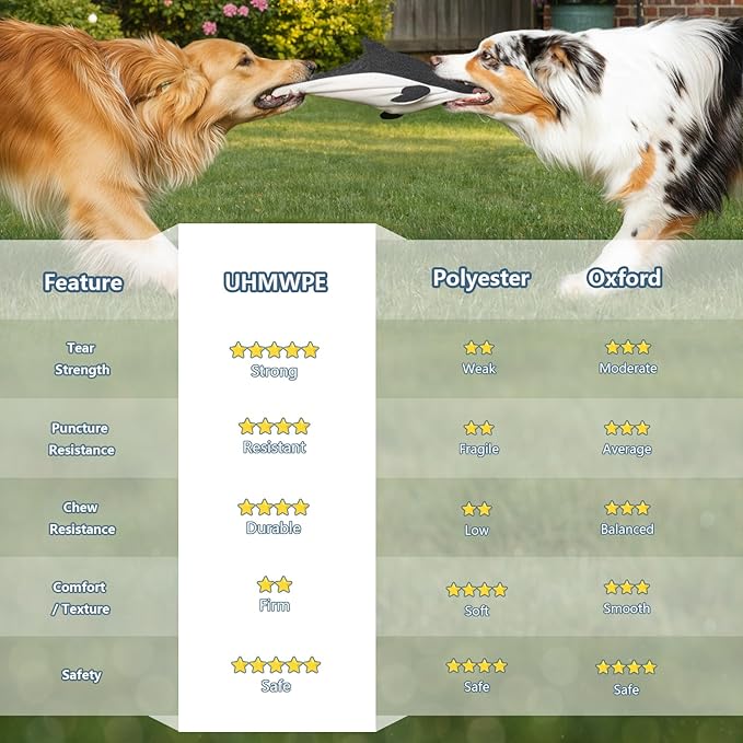 Tough Dog Toy for Aggressive Chewers, Durable UHMWPE Fabric Chew Toy with Squeaky, Plush Companion for Small Medium Large Dogs - Dolphin
