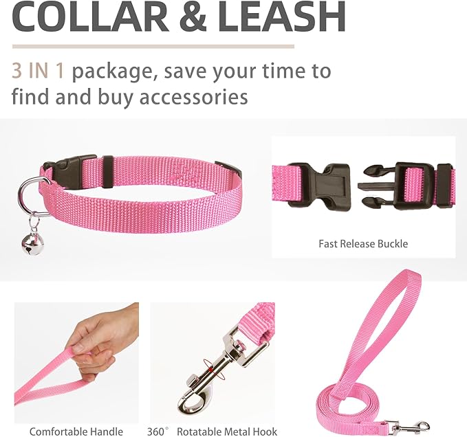 PUPTECK Adjustable Dog Harness Collar and Leash Set Step in No Pull Pet Harness for Small Medium Dogs Puppy and Cats Outdoor Walking Running, Soft Mesh Padded Reflective Vest Harnesses