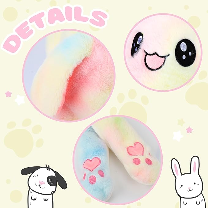 Animal Hat with Ears Moving Jumping Pop Up Beating Hat Plush Holiday Cosplay Dress Up Funny Gift for Kids