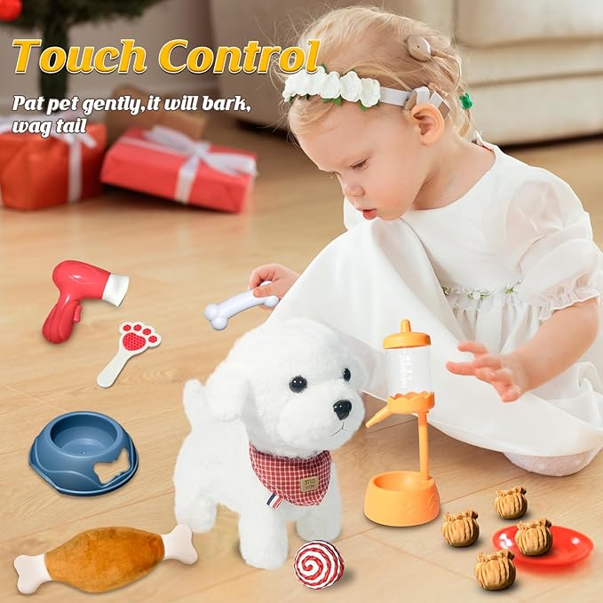 Puppy Toys for Kids, Toy Dogs That Walk and Bark, Walking Dog Toy for Kids with Leash, Interactive Stuffed Puppy with Remote Control, for Girls and Boys Aged 3-7 Year Old