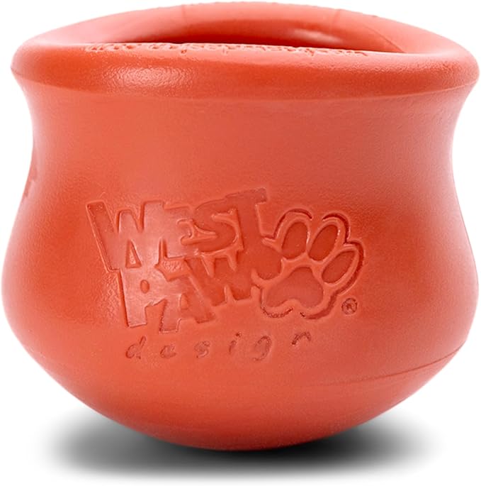 WEST PAW Toppl Durable Dog Treat Puzzle Toy for Small to Medium Dogs- Engaging Interactive Chew Toy for Mental Stimulation, Slow Feeding- Quarter Cup Capacity - Cardinal Red, Small