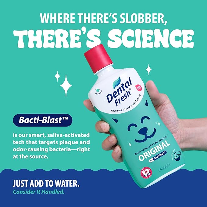 Dental Fresh Original Water Additive for Dogs & Cats, 17 Fl Oz, Daily Teeth & Breath Care