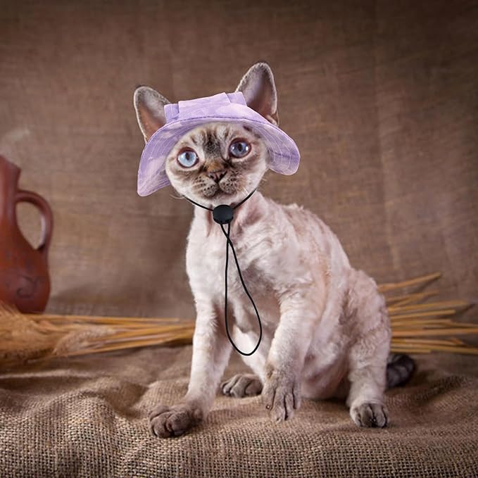 QBLEEV Cat Hats for Cats Only, Sphynx Hat with Ear Hole, Hairless Cat Cowboy Hats for Birthday Party Halloween, Kitten Headwear Sun Sombrero Caps, Chihuahua Sunscreen Baseball Outdoor Climbing Cap