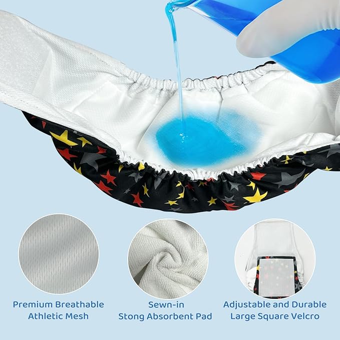 Reusable Dog Diapers Male High Absorbing Belly Band for Dogs Washable Male Dog Belly Band with Cute Patterns 5packs (L, 14” - 18” Waist)