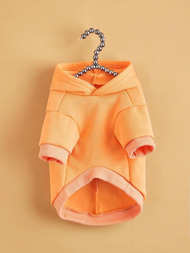 QWINEE Dinosaur Dog Hoodie Dog Warm Jacket Christmas Halloween Dog Costume Dog Clothes for Puppy Kitten Small Medium Dogs Cats Solid Orange L