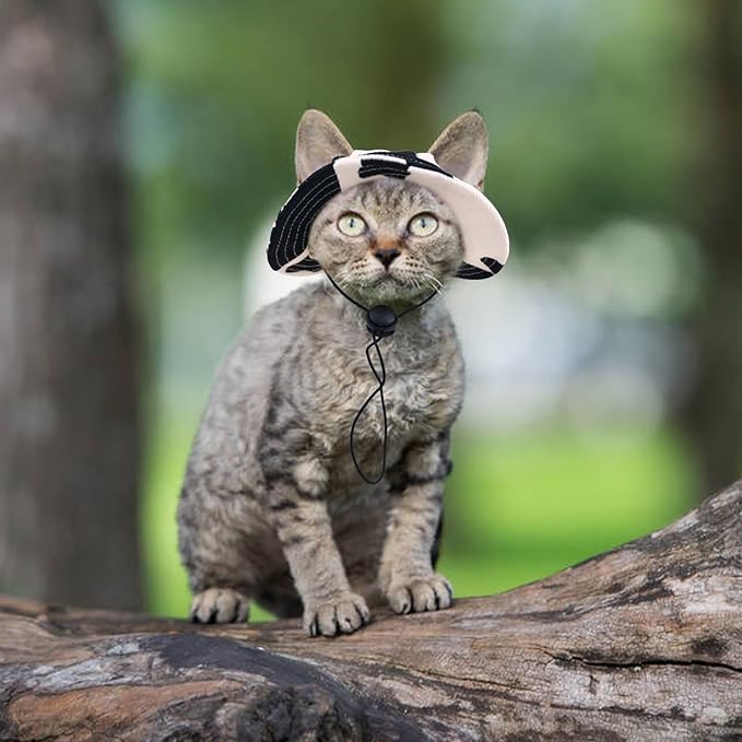 QBLEEV Cat Hats for Cats Only, Sphynx Hat with Ear Hole, Hairless Cat Cowboy Hats for Birthday Party Halloween, Kitten Headwear Sun Sombrero Caps, Chihuahua Sunscreen Baseball Outdoor Climbing Cap